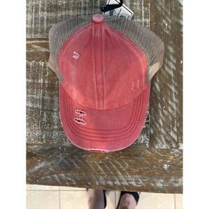 NWT C.C. PonyCaps Women's Criss-Cross Ponytail Cap Hat Coral‎